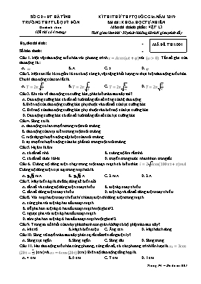 Đề thi thử THPT Quốc gia môn Vật lí - Mã đề 001 - Năm học 2019-2020 - Trường THPT Lê Quý Đôn